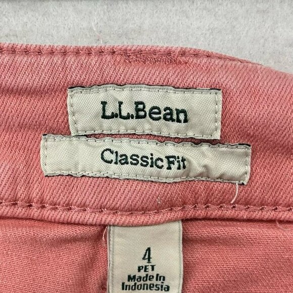 L.L. Bean Jeans Women's Sz 4 Coral Pink Denim Mid Rise Classic Fit Crop Stretch - Picture 10 of 12